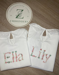 Flower Girls Long Sleeve Frill Pj Set in white