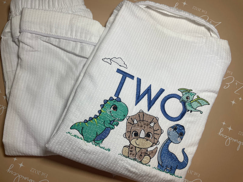 LONG all white seersuckers Boys ANY DESIGN