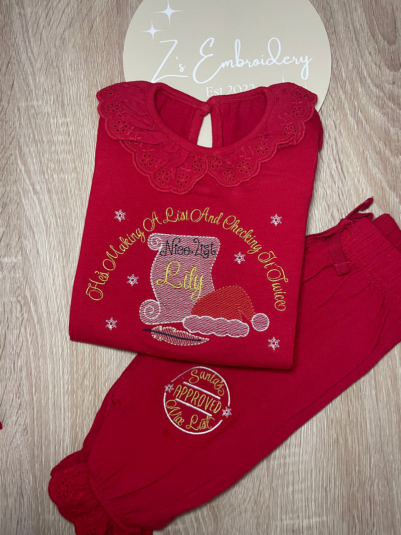 Nice List Red Frill Pjs