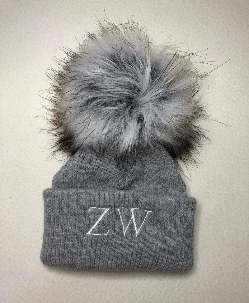 Grey Single Pom Pom hat