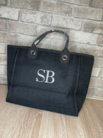 Initial Tote Bag with Chain