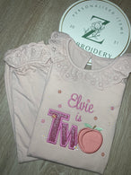Girls Long Sleeve Frilled Pyjama Set in Blush Pink