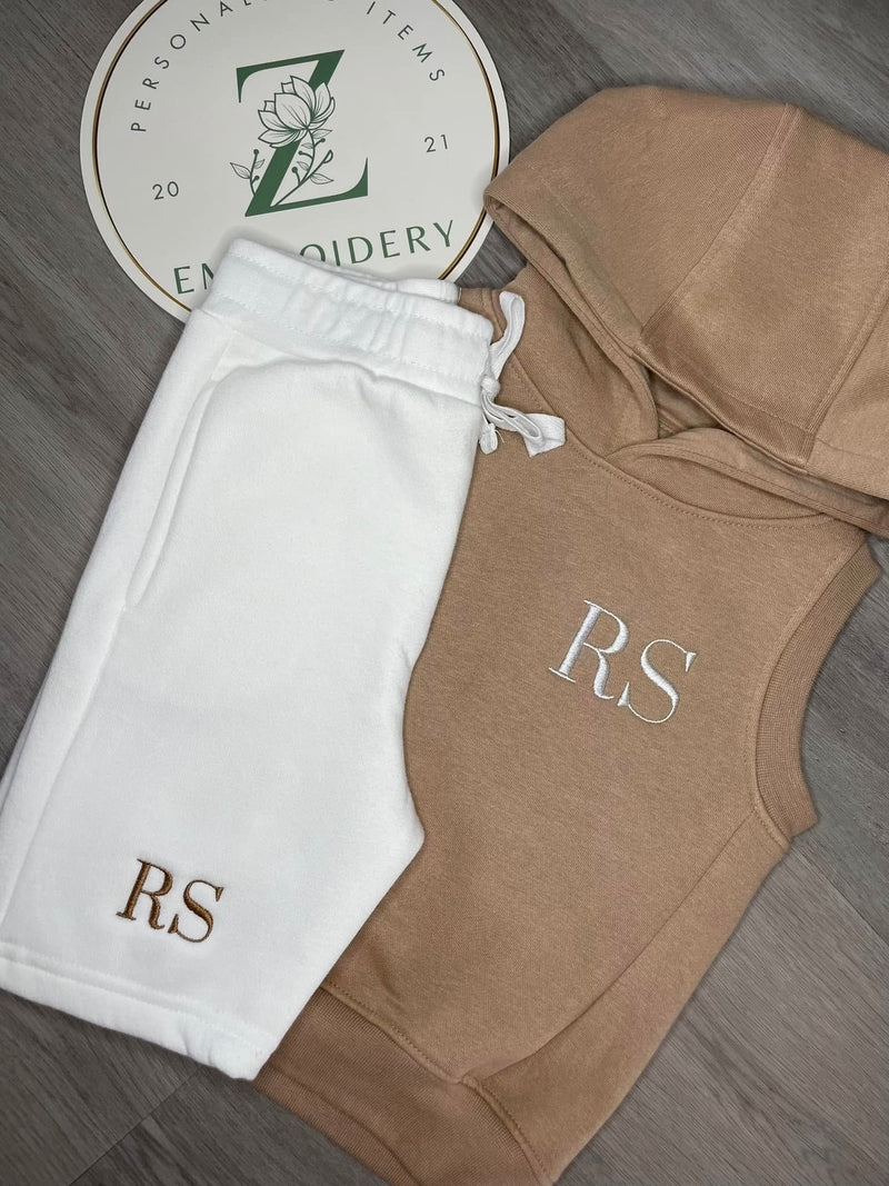 White Short & Sleeveless Hood Set