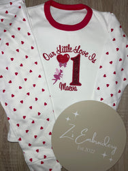 Birthday Heart Print Pyjamas ANY DESIGN
