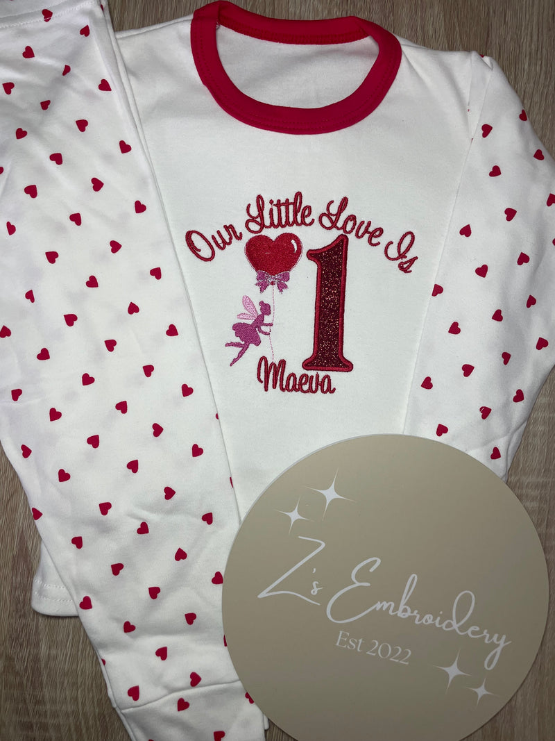 Birthday Heart Print Pyjamas ANY DESIGN