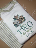 Pastel Sage Stripe Long Raglan Sleeve Pyjama Set ANY DESIGN