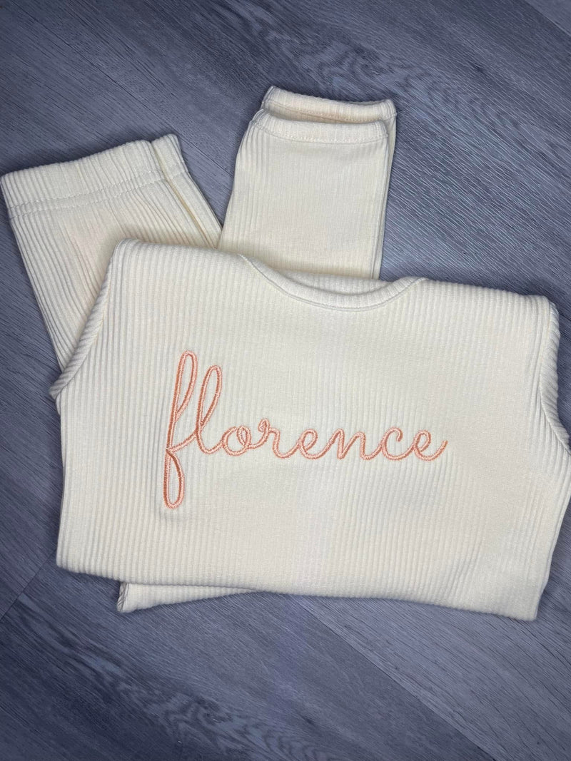 Apricot Ribbed Set