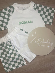 Half Checkered Tshirt & Short Set