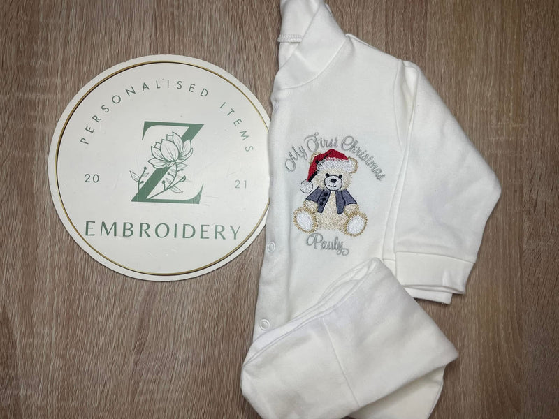 First Christmas Bear Sleepsuit