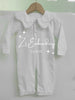 long white seersuckers sleepsuit Girls NB-12m ANY DESIGN