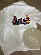 Superhero FOUR button up pjs - short