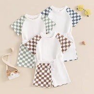 Half Checkered Tshirt & Short Set
