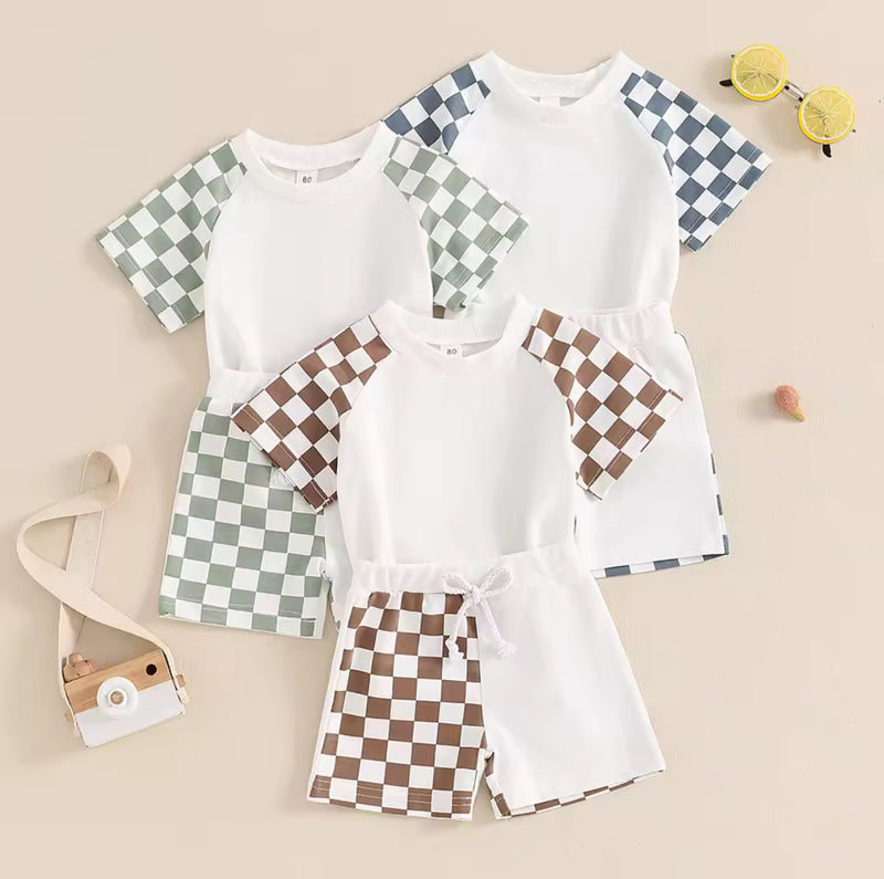 Half Checkered Tshirt & Short Set
