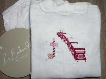 Christmas Train- long white seersuckers