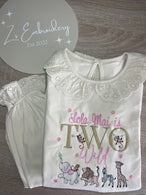 Girls Long Sleeve Frilled Pyjama Set in Natural ANY DESIGN