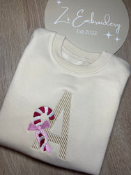 Candy Cane Initial Sweatshirt Unisex
