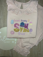 Girls Long Sleeve Frilled Pyjama Set in Blush Pink ANY DESIGN