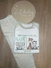 Pastel Sage Stripe Long Raglan Sleeve Pyjama Set ANY DESIGN