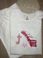 Christmas Train White Frill Pjs