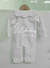 long white seersuckers sleepsuit Girls NB-12m ANY DESIGN