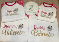 Family Believes - Red Snowflake Print